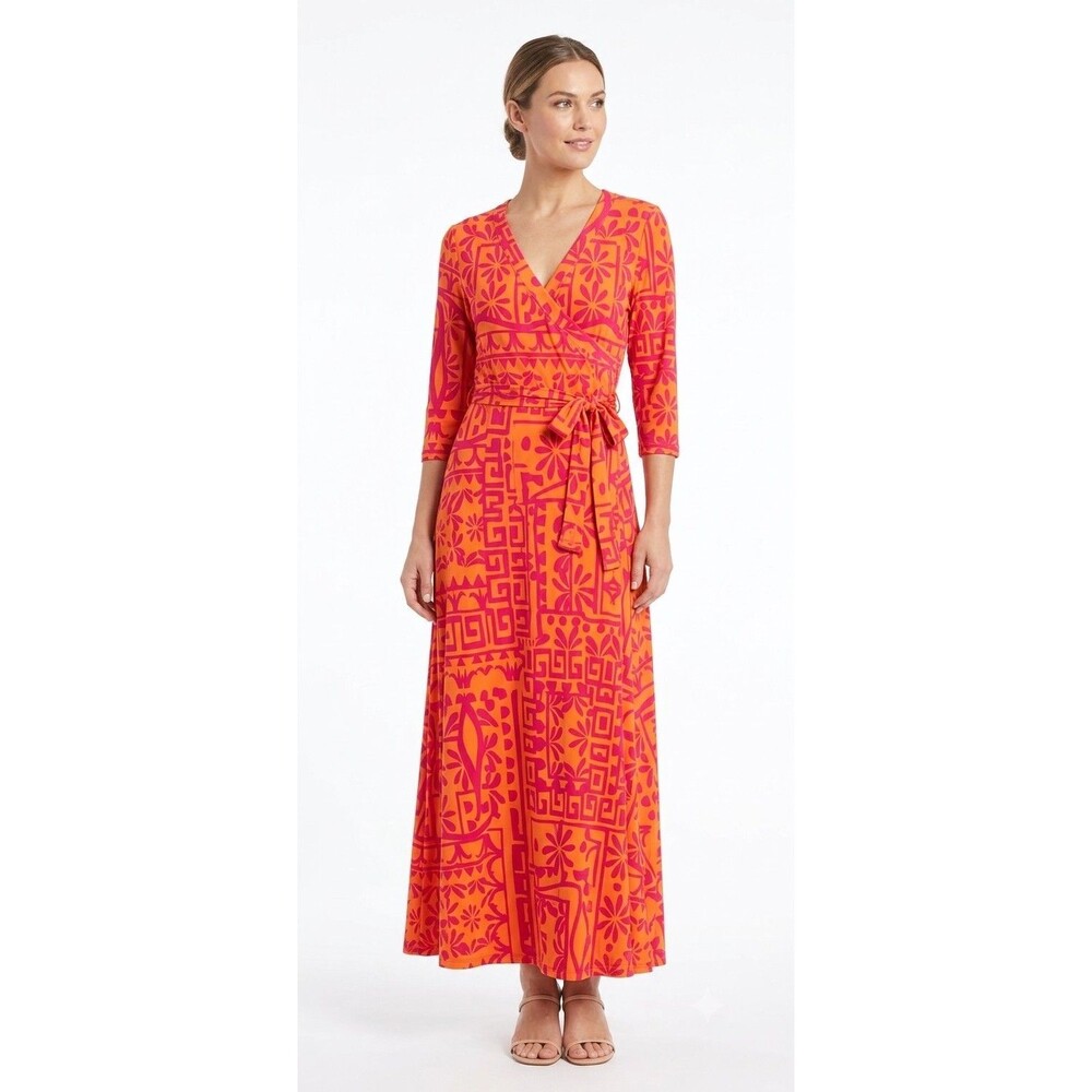 Mlle Gabrielle Women's Faux Wrap Maxi Dress Orang NWT Sz 1X (16)